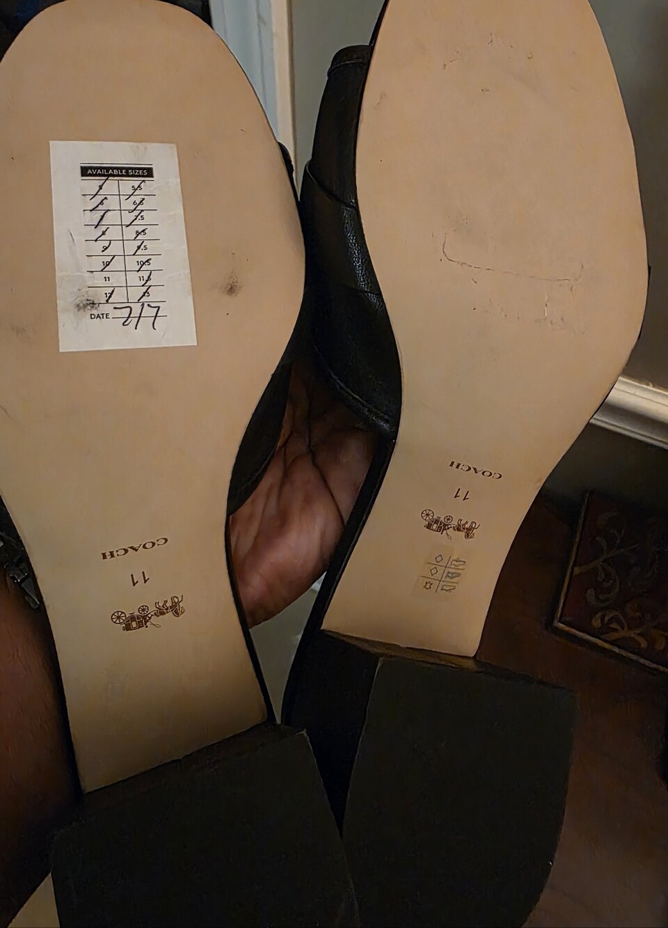 COACH Black Leather Logo Plaque Slide Mules - Picture 2 of 3